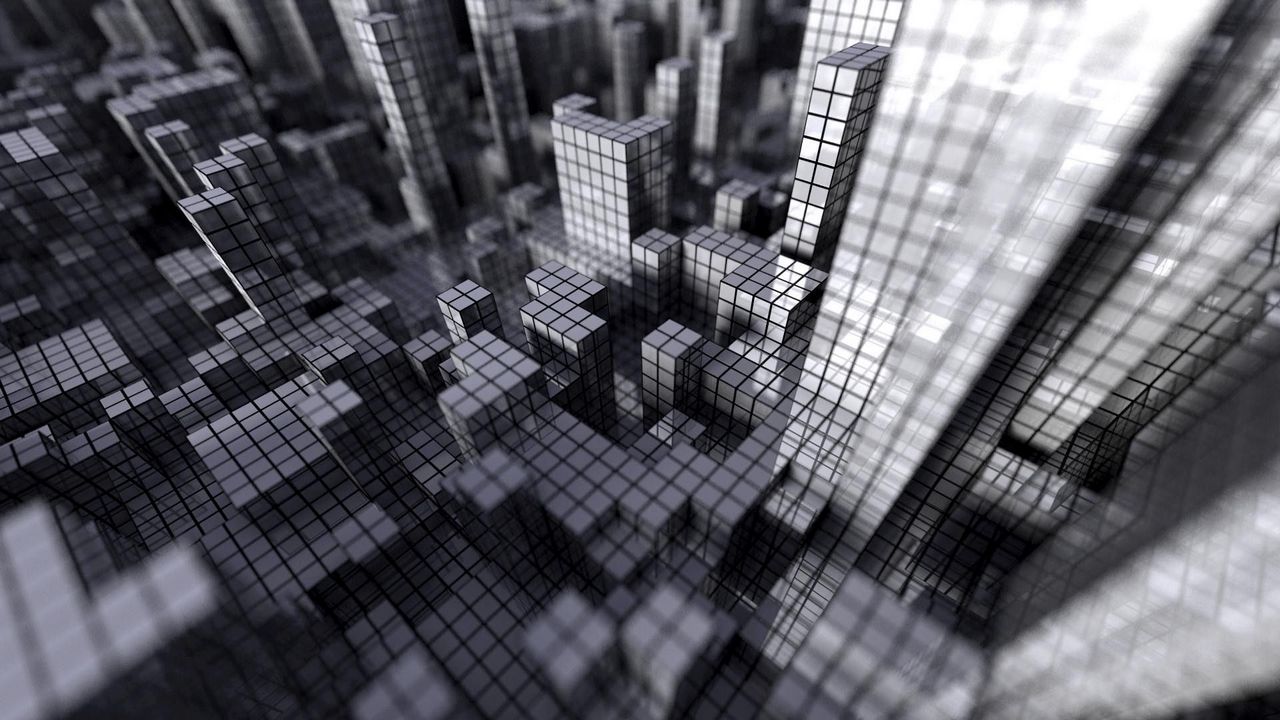 Wallpaper cubes, gray, grid