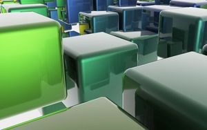 Preview wallpaper cubes, green, glass