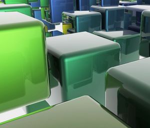 Preview wallpaper cubes, green, glass