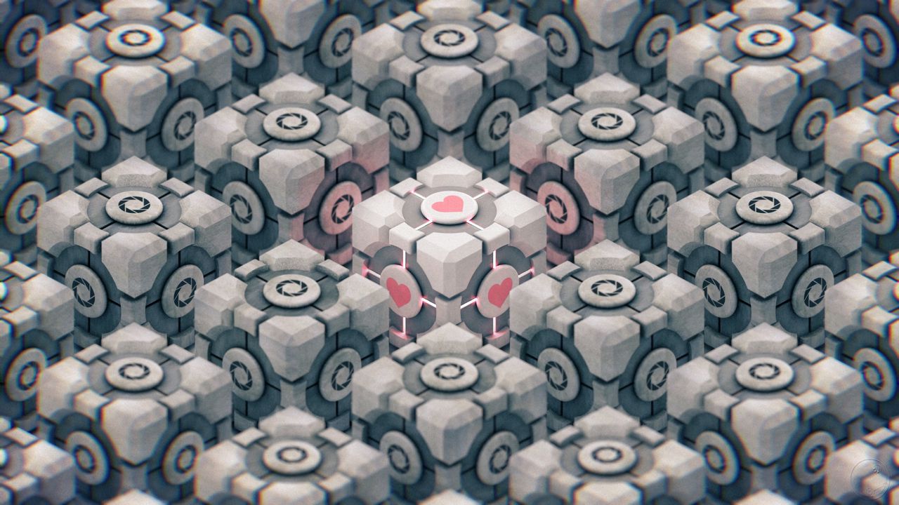 Wallpaper cubes, heart, 3d, geometric, pattern