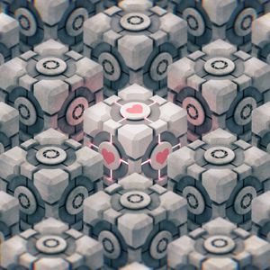 Preview wallpaper cubes, heart, 3d, geometric, pattern