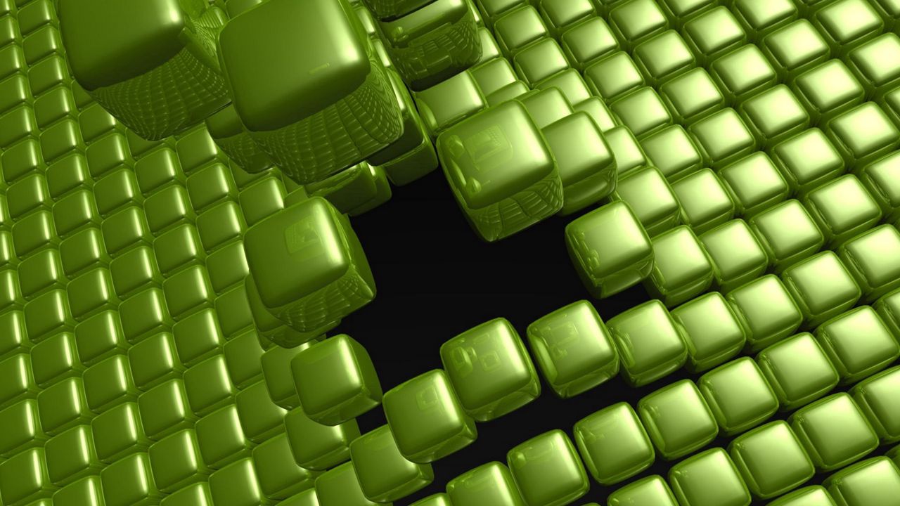 Wallpaper cubes, hole, space, green