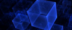 Preview wallpaper cubes, hologram, abstraction, blue