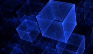 Preview wallpaper cubes, hologram, abstraction, blue