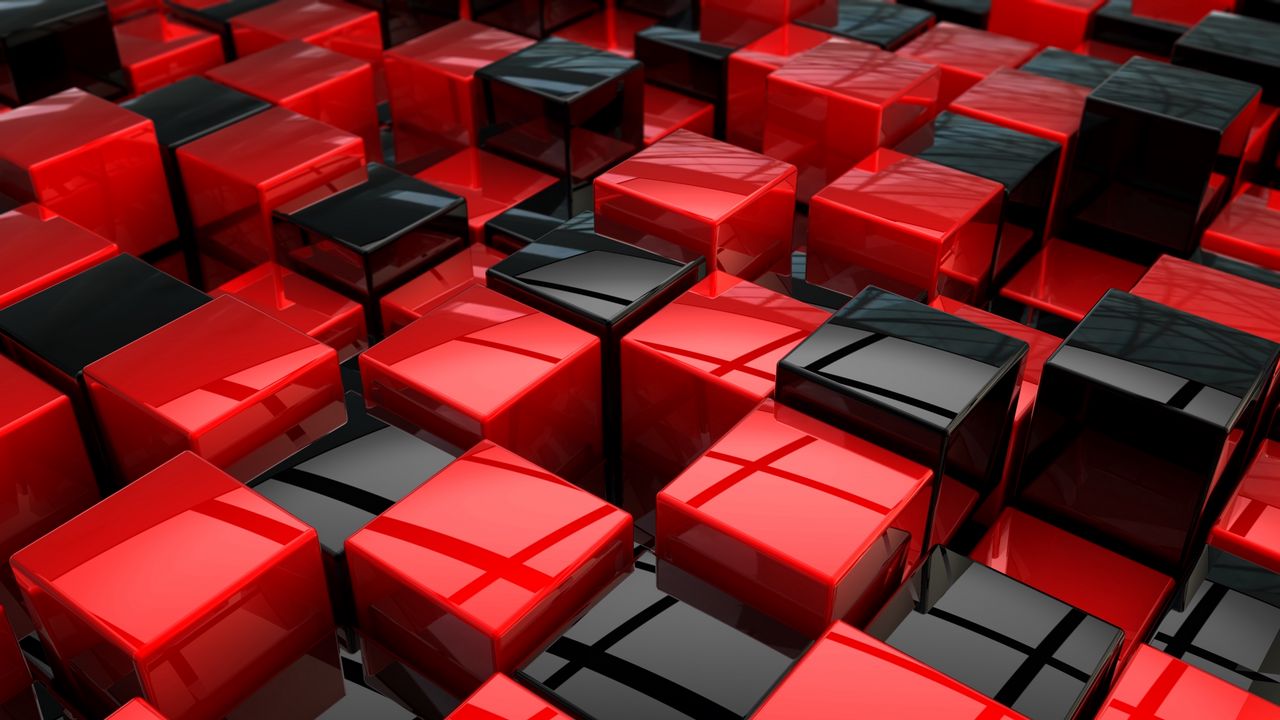 Wallpaper cubes, red, black, area
