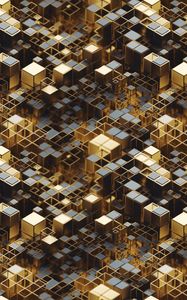 Preview wallpaper cubes, relief, edges, golden, abstraction