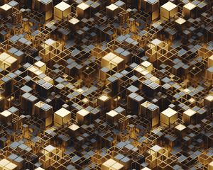 Preview wallpaper cubes, relief, edges, golden, abstraction
