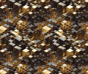 Preview wallpaper cubes, relief, edges, golden, abstraction