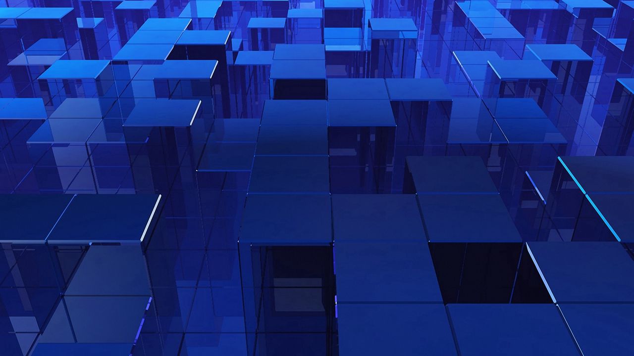 Wallpaper cubes, set, neon, light