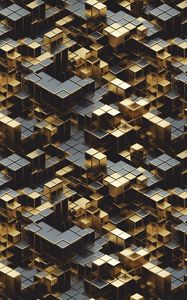 Preview wallpaper cubes, shapes, edges, gold, abstraction