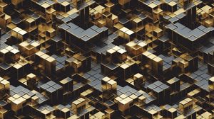 Preview wallpaper cubes, shapes, edges, gold, abstraction