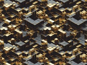 Preview wallpaper cubes, shapes, edges, gold, abstraction