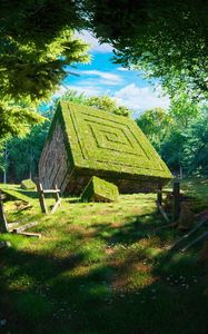 Preview wallpaper cubes, shapes, grass, art