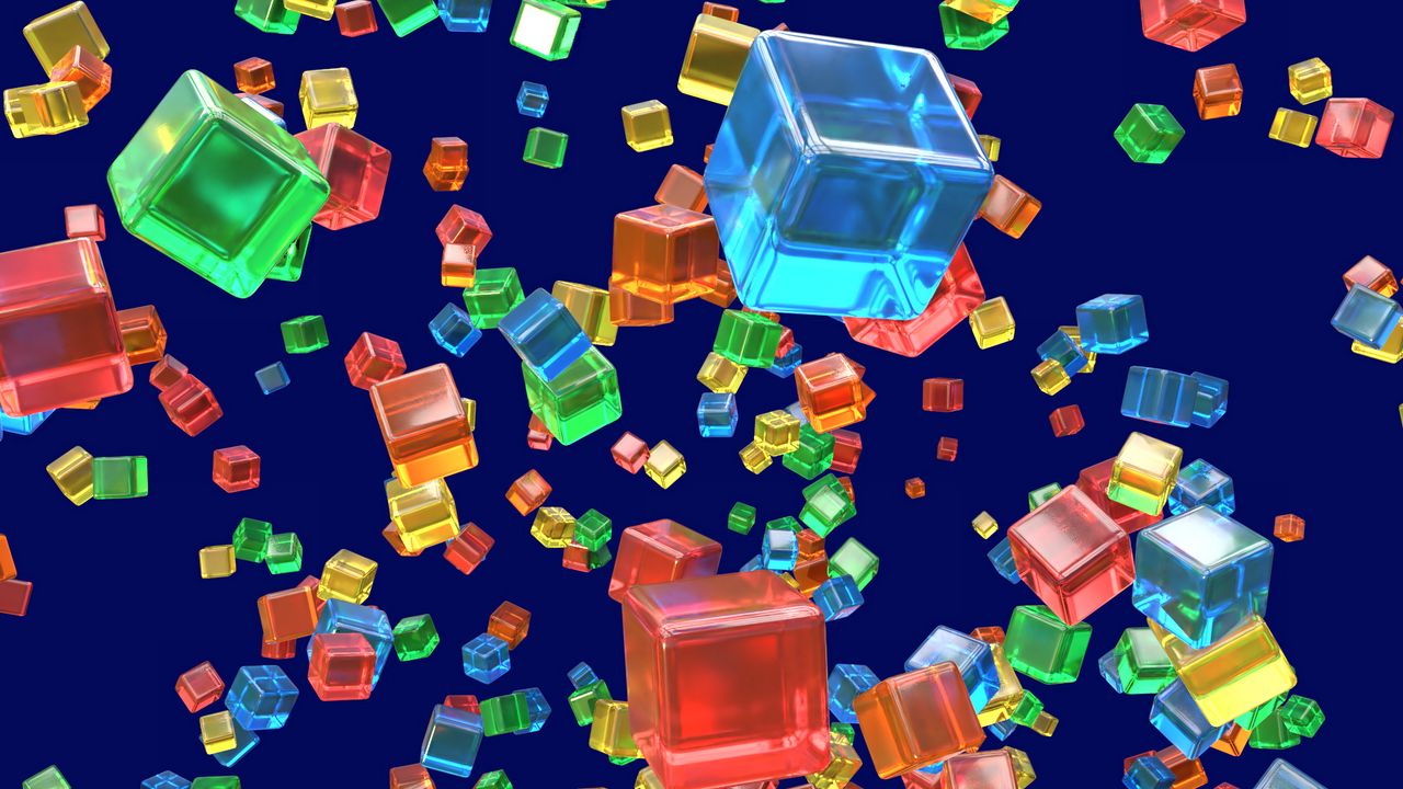 Wallpaper cubes, shapes, transparent, colorful, 3d