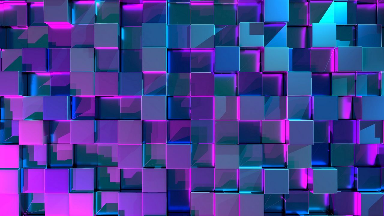 Wallpaper cubes, structure, 3d, surface, reflection, glow