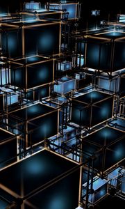 Preview wallpaper cubes, structure, tangled, 3d, volume