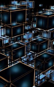 Preview wallpaper cubes, structure, tangled, 3d, volume