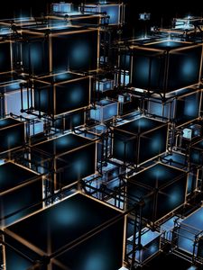 Preview wallpaper cubes, structure, tangled, 3d, volume