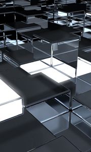 Preview wallpaper cubes, surface metal, reflection, glass