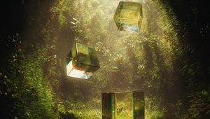 Preview wallpaper cubes, transparent, light, grass, art