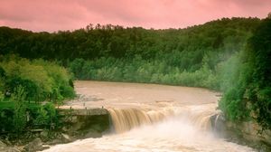 Preview wallpaper cumberland falls, kentucky, water, wood, trees