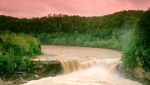 Preview wallpaper cumberland falls, kentucky, water, wood, trees