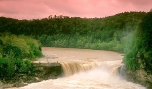 Preview wallpaper cumberland falls, kentucky, water, wood, trees