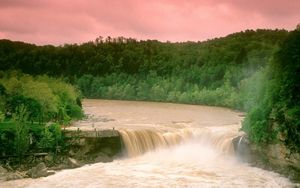 Preview wallpaper cumberland falls, kentucky, water, wood, trees