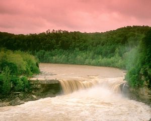 Preview wallpaper cumberland falls, kentucky, water, wood, trees