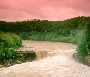 Preview wallpaper cumberland falls, kentucky, water, wood, trees