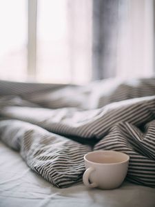 Preview wallpaper cup, bed, white, morning