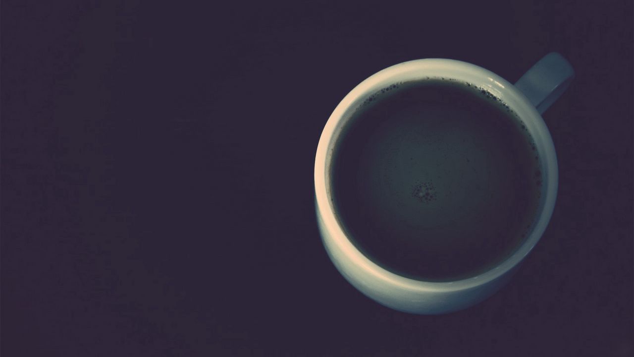 Wallpaper cup, black background, coffee