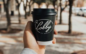 Preview wallpaper cup, black, inscription, hand