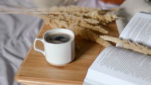 Preview wallpaper cup, book, garland