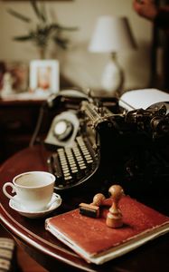 Preview wallpaper cup, book, typewriter, vintage