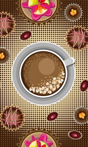 Preview wallpaper cup, cappuccino, candy, dessert, art