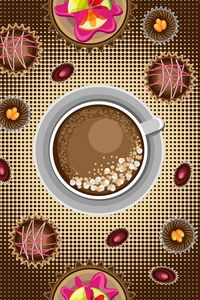 Preview wallpaper cup, cappuccino, candy, dessert, art