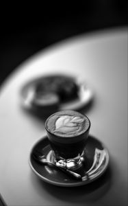 Preview wallpaper cup, coffee, blur, bw