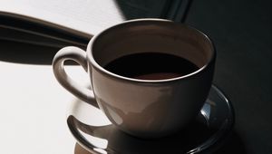 Preview wallpaper cup, coffee, book