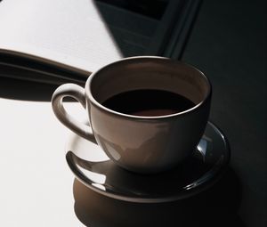 Preview wallpaper cup, coffee, book