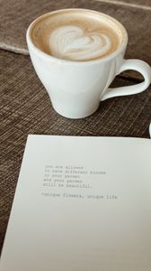 Preview wallpaper cup, coffee, book, quote, quotes