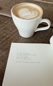 Preview wallpaper cup, coffee, book, quote, quotes