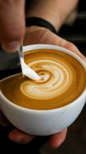 Preview wallpaper cup, coffee, cappuccino, foam