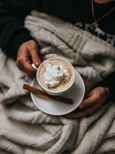 Preview wallpaper cup, coffee, cinnamon, drink