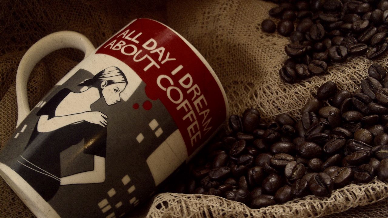 Wallpaper cup, coffee, coffee beans