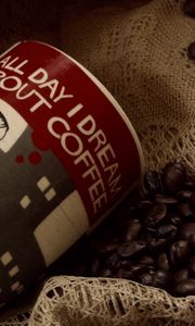 Preview wallpaper cup, coffee, coffee beans