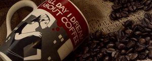 Preview wallpaper cup, coffee, coffee beans