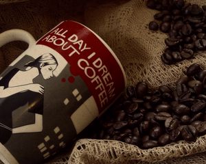 Preview wallpaper cup, coffee, coffee beans