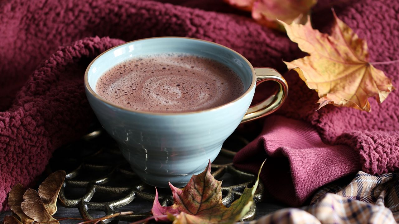 Wallpaper cup, coffee, comfort, leaves, autumn, foam