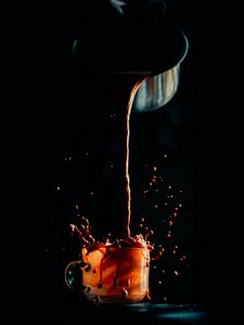 Preview wallpaper cup, coffee, drink, splash, dark